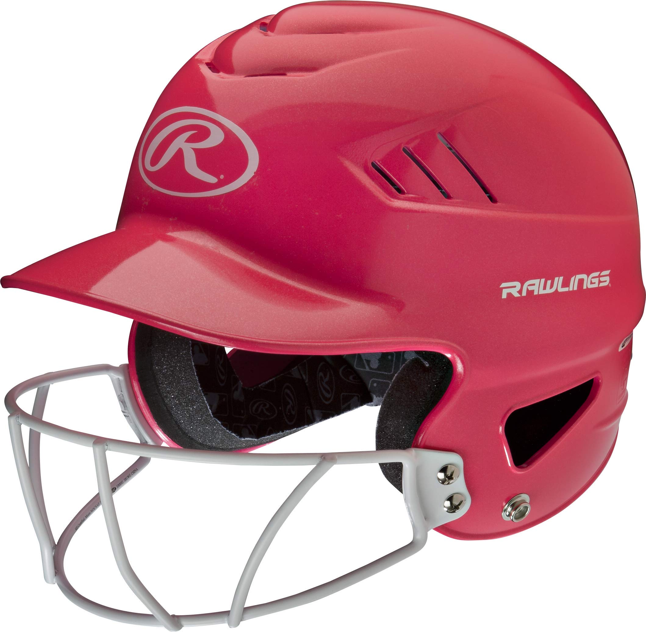 Rawlings | COOLFLO HIGHLIGHTER Batting Helmet | Face Guard Included | One Size Fits Most 6 1/2"-7 1/2" | Metallic Pink