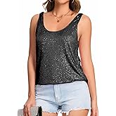 Ainuno Sequin Tops for Women Sparkly Loose Tank Tops Sleeveless Sparkle Tanks Fashion Outfit Top