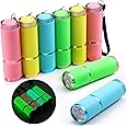 8 Pieces Glow in Dark Flashlights 9 LED Rubber Coated Flashlights with Handle Mini Torch LED Fluorescent Flashlight Aluminum Portable Handy Flashlight for Party Hiking Camping in 4 Colors