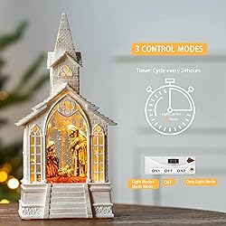 Christmas Snow Globe Lantern Musical Holy Family