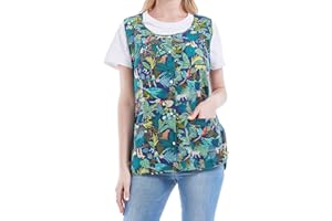 Nanxson Women Cobbler Apron with 2 Patch Pockets, Cotton Printed Bib, Smock with Buttons for Work Chef kitchen CF3177
