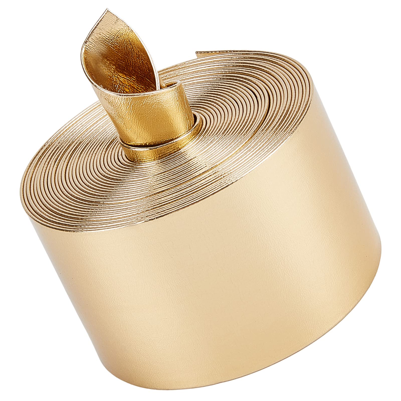 GORGECRAFT 5m x 50mm Metallic Flat Leather Strip Glossy Pu Leather Straps Shiny Gold Double Sided Imitation Leather Cord Beading String Threads Rope for Belt Necklace Bracelet Jewelry Making