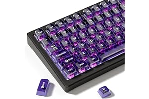 dagaladoo Purple Clear keycaps,Transparent keycaps 60 75 100 Percent,Crystal keycap Set,Shine Through Key caps Ceramic Style,