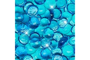 iShyan Fire Glass Beads for Propane Fire Pit,5 lbs 3/4" Reflective Round Fire Pit Glass Pebbles for Gas Fireplace Firepit Outdoor Fire Table Landscaping