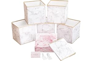 DAMAHOME Storage Cubes Organizer Bins - 11 inch Foldable Bins, Fabric Dual Handles Box, Closet Shelf Baskets, Nursery for Home&Office 6-Pack (Marble)