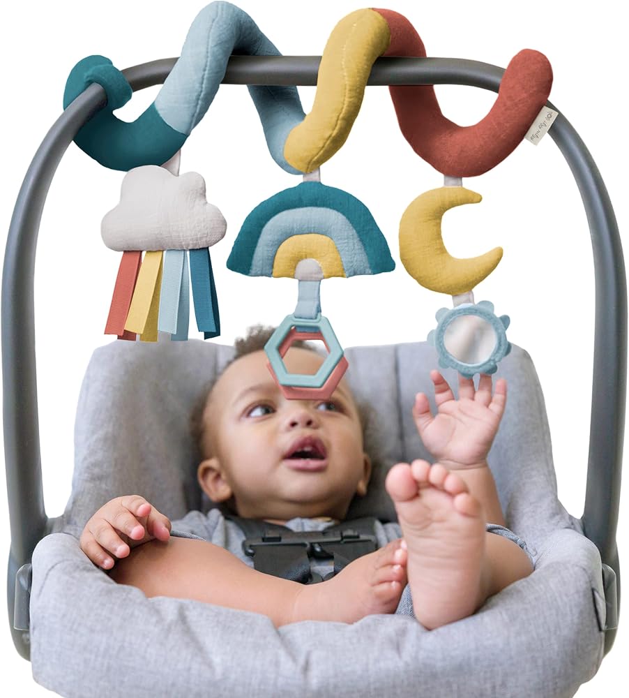 Itzy Ritzy Spiral Car Seat & Stroller Activity Toy, 0 Months & Up (Rainbow) | Baby Stroller & Car Seat Spiral Toy, Infant Sen