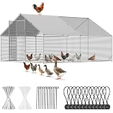 CAMMOO Walk in Chicken Coop, 13.1x9.8x6.6ft Chicken Run for Yard with Cover | Upgrade Double Lock &amp; Mesh, Stainless Steel Ties, Easy Assembly, Chicken Pen for Ducks, Rabbits