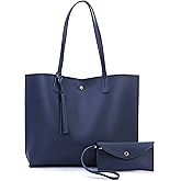 Minimalist Clean Cut Pebbled Faux Leather Tote Womens Shoulder Handbag