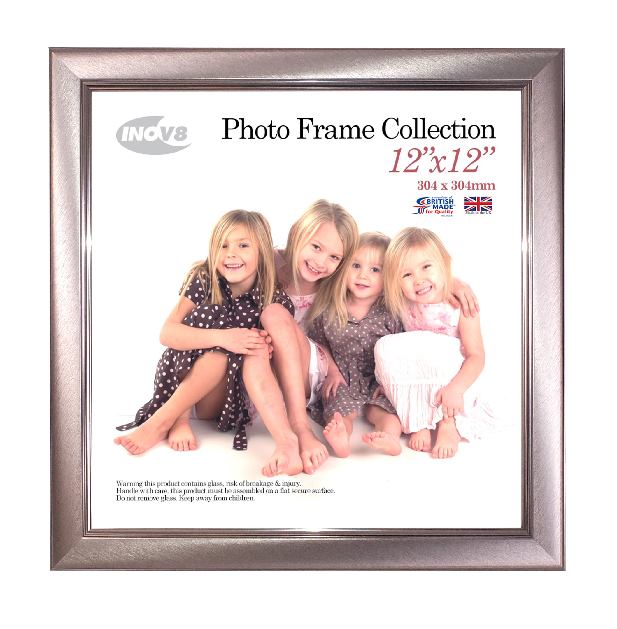 Inov8 British Made Picture/Photo Frame, Brushed Small Pewter 12x12 Inch, Pack of 4