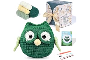 Nitlak Crochet Kit for Beginners, Crochet Starter Kit, Owl Crocheting Animals Kits with Crochet Hooks Yarn Polyester Fiber Step-by-Step Video Tutorials, Knitting Kit for Adults