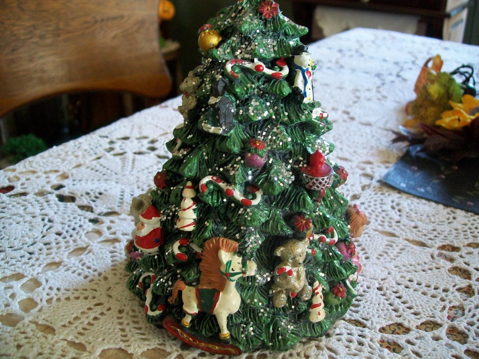 Santa with Drum Spinning Musical Tabletop Christmas Tree Figurine