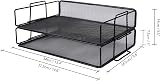 EXERZ Letter Trays 2pc Stackable Desk Organizer Mesh Metal Black view 2