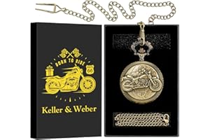 Keller & Weber Vintage Quartz Fob Pocket Watches for Men Women,Anniversary Presents,Birthday Christmas Gifts,Necklace Clock Gifts for Male Husband,Gift Box and Card