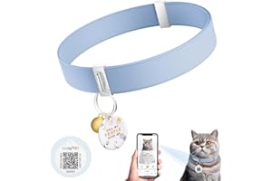 SUCEGI Safety Cat Collar with Bell, Stretch Elastic Quick Release, Non Breakaway Lightweight for Kitten and Small Large Cat, Pocket, Blue