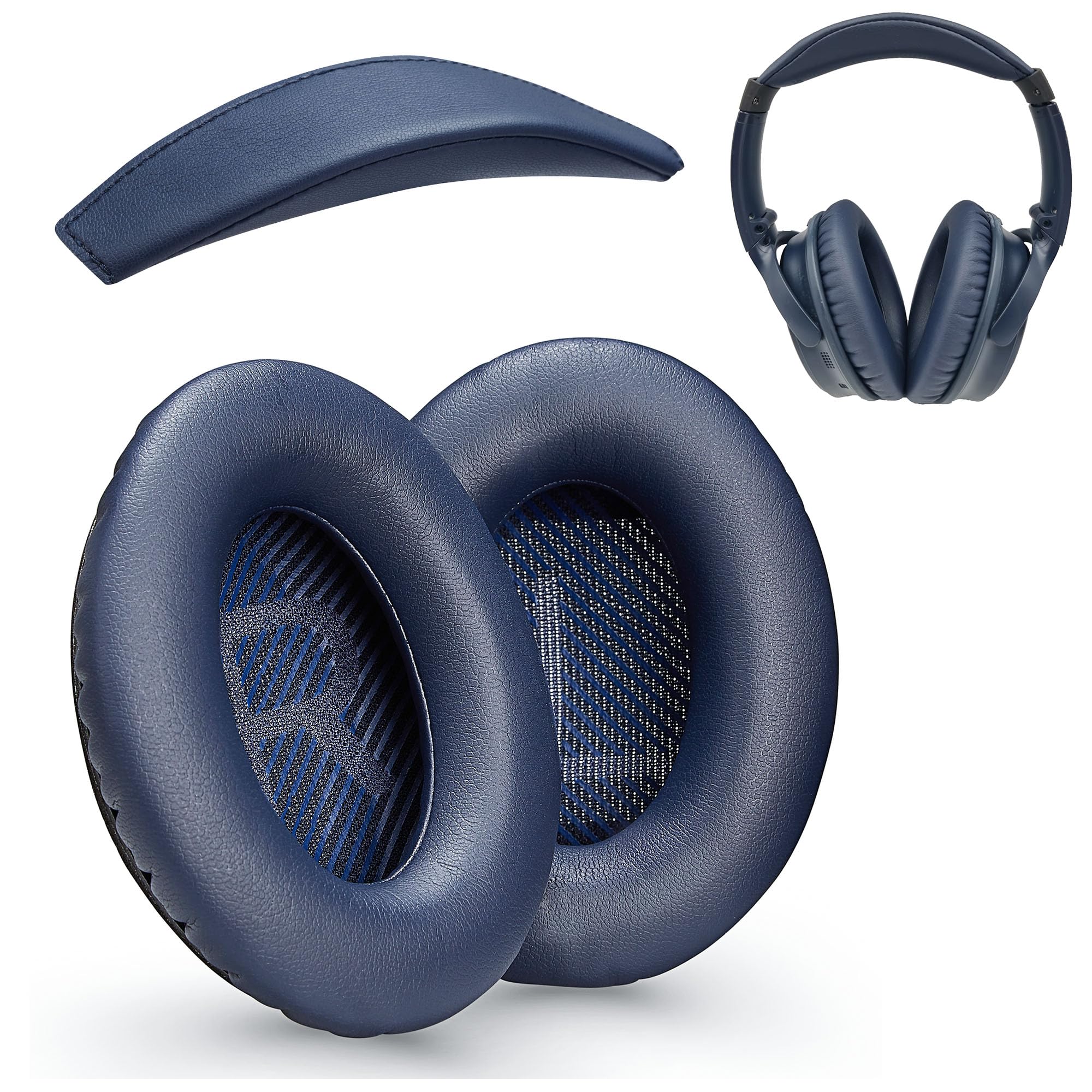 AHG Accessory House Global QC35 / QC35 ii earpads and QC35 Headband / QC35 ii Headband V3 pad Cushion Compatible with Bose QuietComfort 35 and QuietComfort 35 ii Headphones (Midnight Blue)