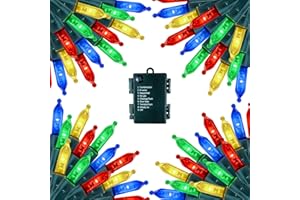 SANJICHA Christmas Lights Battery Operated, 4 Pack Total 64FT 200LED String Lights with Timer Memory Function, Waterproof Fairy Lights with 8 Modes for Outdoor Indoor Xmas Holiday Decorations (Multicolor)