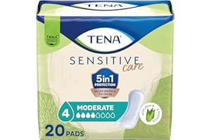 TENA Adult Incontinence, Discrete Disposable, Pads, Comfortable Fit, Sensitive Care, Regular, Women's, 20 Count