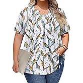 LYHIPSS Plus Size Tops for Women Summer Outfits Short Sleeve V Neck Tunic Tops Spring Clothes Casual Blouses 1X-5X