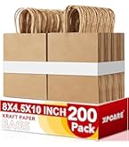 BagDream 8inch Medium Gift Bags 150 Pack Brown Paper Bags With Handles Bulk Party - View #4
