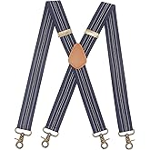Timiot Mens Suspender 4 Swivel Strong Hooks Adjustable Braces Elastic Comfortable X Style Heavy Duty Strap