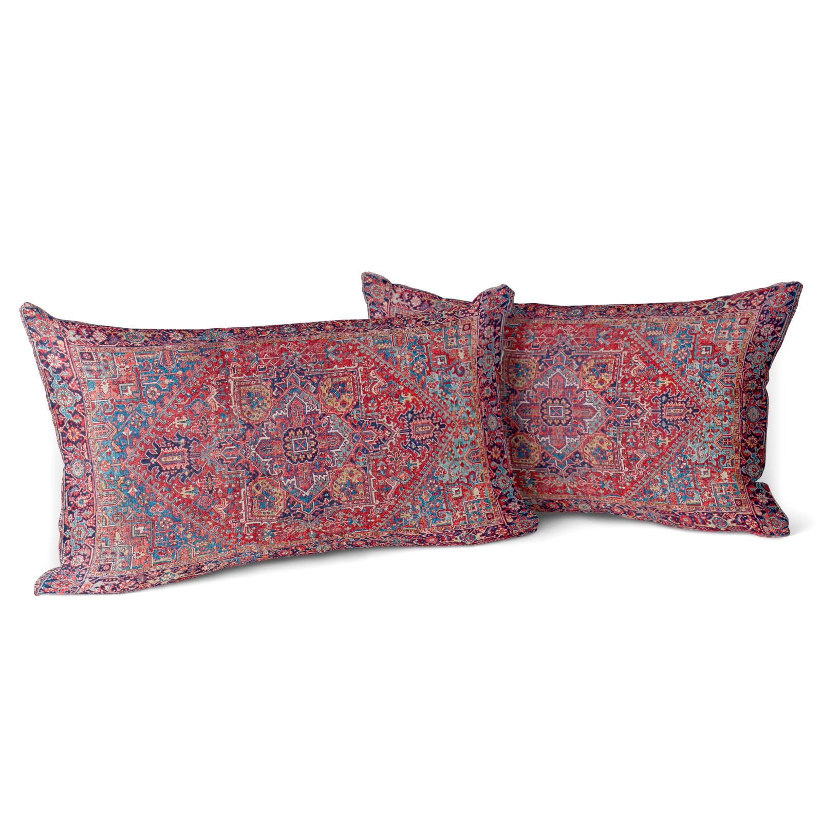 Snylcce Boho Throw Pillow Covers Set of 2 - Coral Antique & Vintage Design, Double-Sided Pattern - Soft Cushion Covers for Garden Couch, Sofa, Bed - Decorative 12x20 Inch Pillowcases