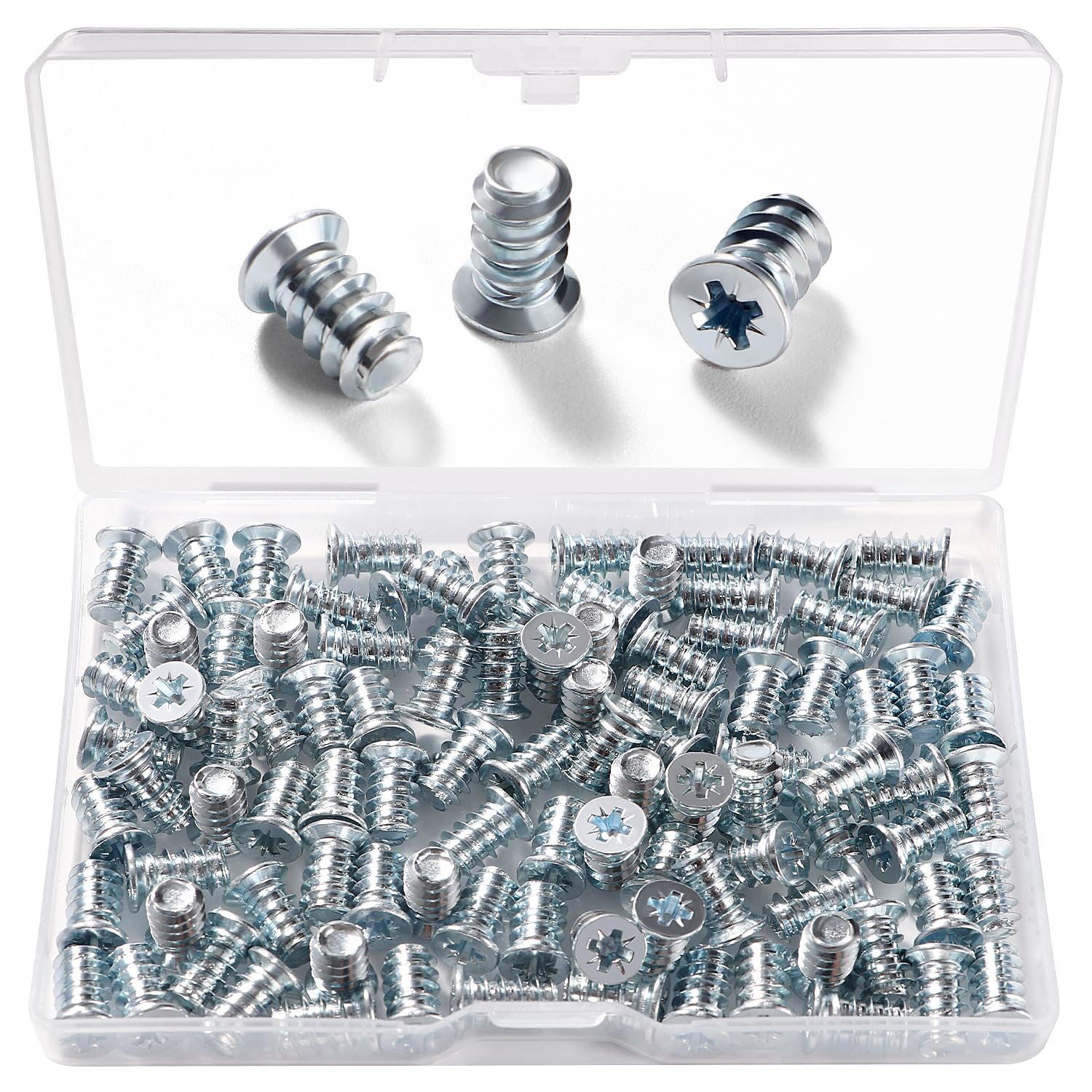 VooGenzek 100 PCS M6.3 * 11 mm Euro Screws, Countersunk Head, For Furniture Accessories, Drawer Rails, Kitchen Cabinets, Doors, Wardrobes, Cupboard Hinges