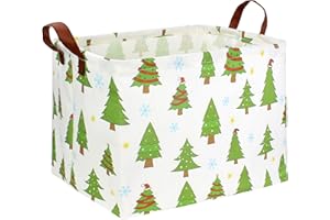 HIYAGON Rectangular Christmas Basket Christmas Tree Basket Baby Storage Bin Toy Gift Basket Organizer Box for Boy and Girls Christmas Room Decor(Forest nursery decor)