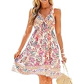 CUPSHE Women's Backless Halter Beach Dress Boho Ruffle Plunge V Neck Mini Sundress Summer Dresses