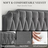 Yaheetech 4ft6 Double Upholstered Bed Frame with Adjustable Headboard Dark Grey view 4