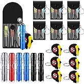 Quelay Mini Screwdriver Tape Measure Keychains LED Flashlights Keychain Set Adult Pinata Stuffers Valentine's Day Neighbor Gifts for Men, No Batteries Included(18 Pcs)