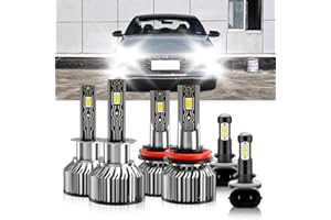 TXBILMOO Compatible For Hyundai Elantra 2007-2013 H1 H11 High/Low Beam 881 Fog Light Bulbs, 600% Brightness 6500K White with Cooling Fan, Plug and Play, IP68 Pack of 6