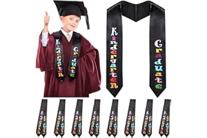 Juinte 8 Pcs Unisex Kids Kindergarten Graduation Stole Sash with Printed for Preschool Graduate