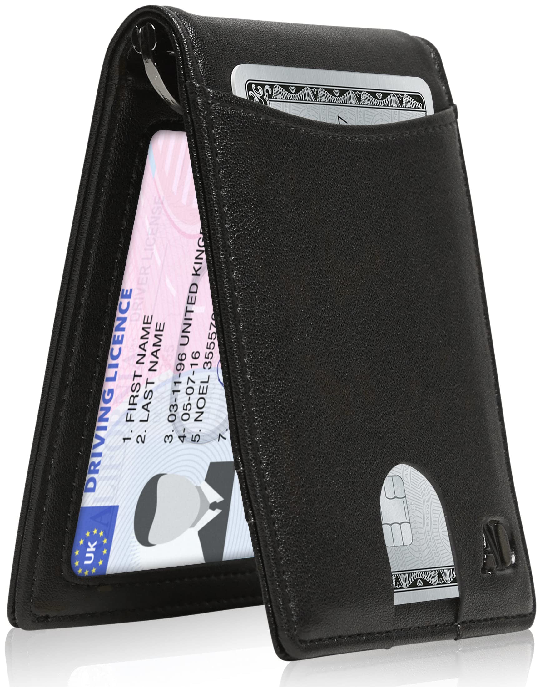 Access Denied Slim Bifold Wallets for Men - Thin Minimalist Money Clip Wallet Mens Front Pocket Credit Card Holder RFID Blocking (Black)