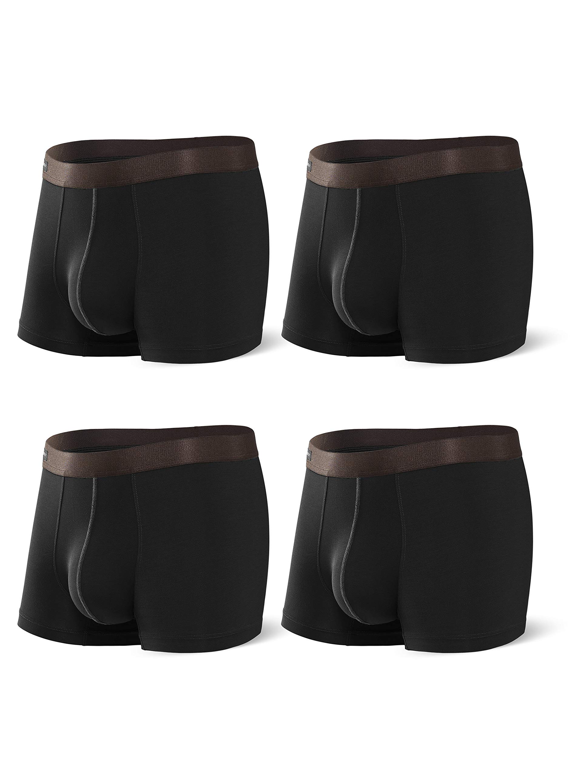 DAVID ARCHY Men's Underwear Bamboo Rayon Breathable Trunks Basic Solid Ultra Soft Underwear in 4 Pack