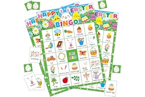 GIANTRUMP 24 Players Easter Bingo Game Cards for Kids Easter Party Games for School Classroom Game Family Activities Birthday Games
