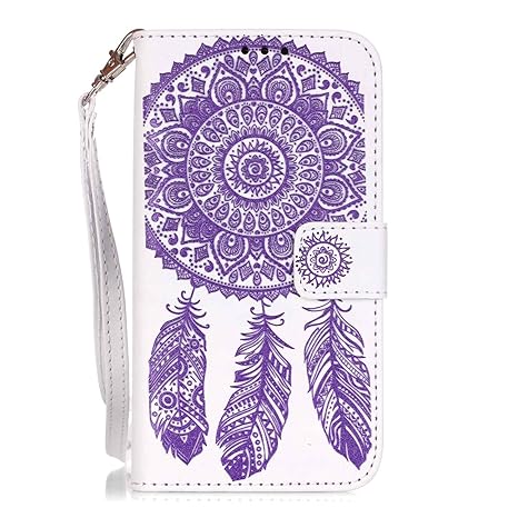 ISAKEN Kompatibel mit Galaxy S5 Hülle, PU Leder Flip Cover Brieftasche Ledertasche Handyhülle Tasche Case Schutzhülle mit Han