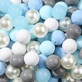 CYEENUT 20mm Acrylic Beads 180pcs Winter Color Chunk Bubblegum Bead Blue&White Snow Style Beadable Pen Beads for Pen Bag Jewelry Making Necklace Bracelets (Blue&White&Gray)