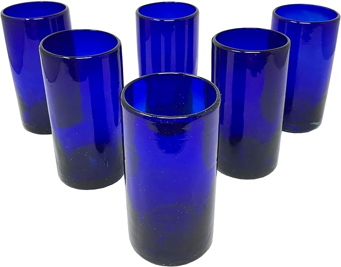 LA MEXICANA Mexican Hand Blown Drinking Glasses Cobalt
