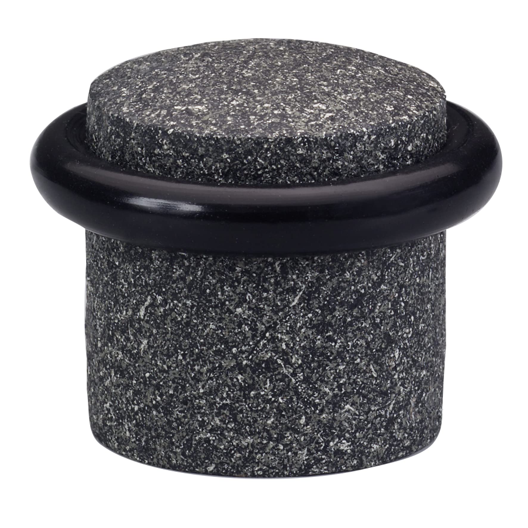 Wagner Doorstop Tower Granite - Ø 39 x 36 mm, Design Buffer Made of Solid Wood with Granite Look + Soft Thermostatic Rubber, to be Screwed on Floors, mounting Material Included - 15508411