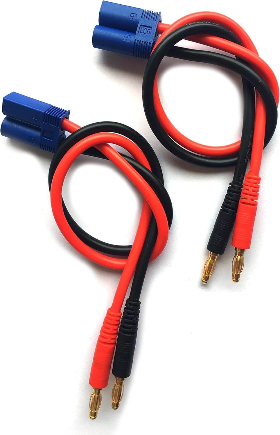 UAV 2 PCS EC5 Connector Male to 4mm Bullet Banana Plugs 12AWG Lead Adapter Cable for RC Battery Charger: Toys & Games