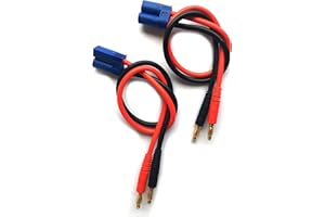 FLASH HOBBY 2 PCS EC5 Connector Male to 4mm Bullet Banana Plugs 12AWG Lead Adapter Cable for RC Battery Charger