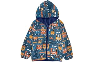 Aflyko Boys Fleece Coat Blue Zip-Up Hoodie Girls Outerwear Kids Hooded Jacket 3-10T