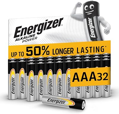 Energizer Alkaline Power AAA Batteries 32 Pack 1.5V Long Lasting for Devices