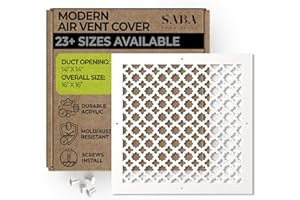 SABA Home Decor Air Vent Cover Grille - Acrylic Plexiglass 14 x 14 Duct Opening, 16 x 16 Overall White Finish Decorative Covers for Walls & Ceilings NOT for Floor USE, Venetian