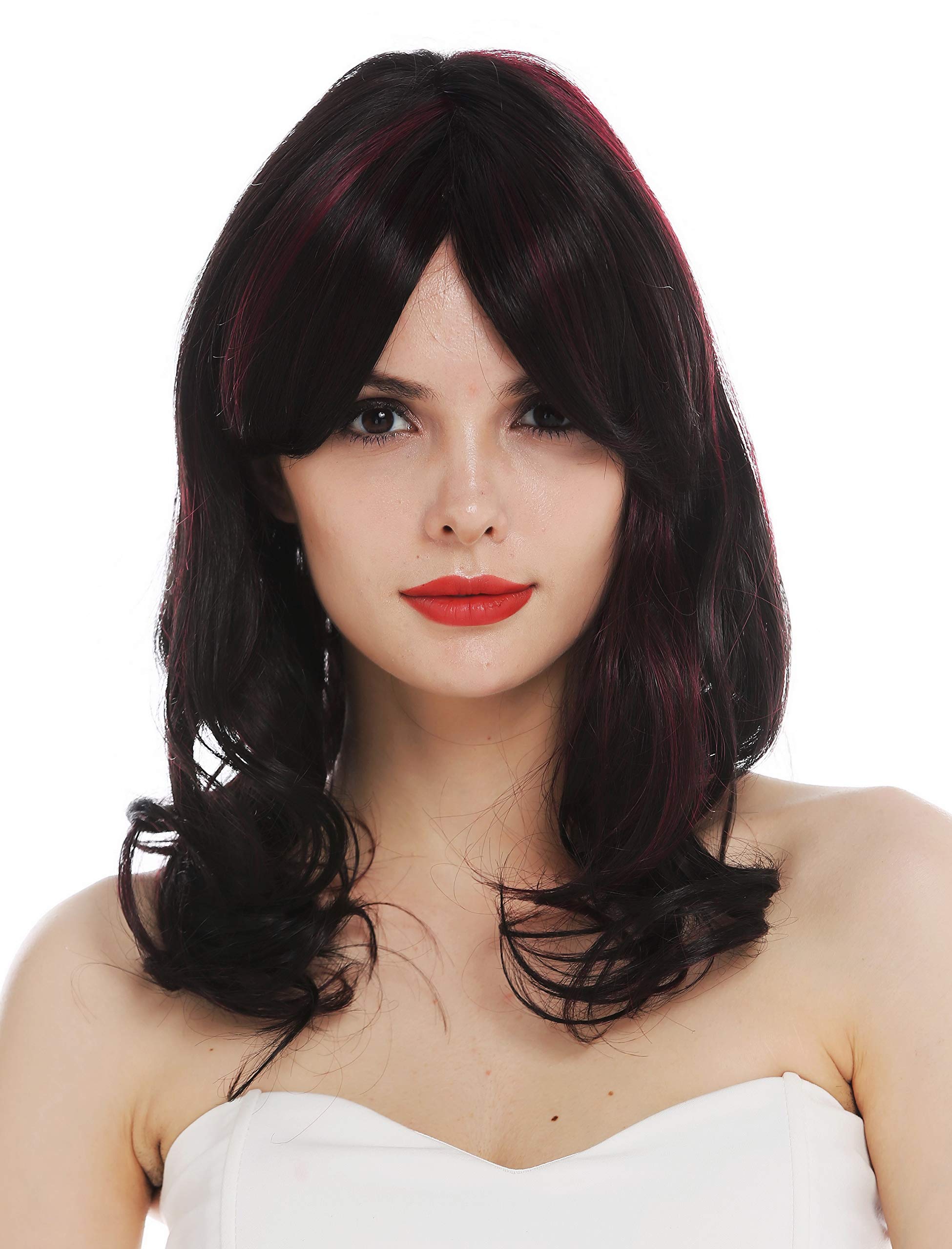 WIG ME UP - TYM-493-MT-2H39 wig women's wig monofilament long wavy slightly curled parting black brown highlights red