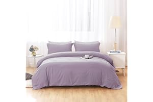 BBANGD Duvet Covers Queen Size - Ultra Soft and Breathable Bedding Comforter Cover Set Washed Microfiber 3 Pieces with Zipper Closure Duvet Cover and 2 Pillow Shams (Lavender Purple)