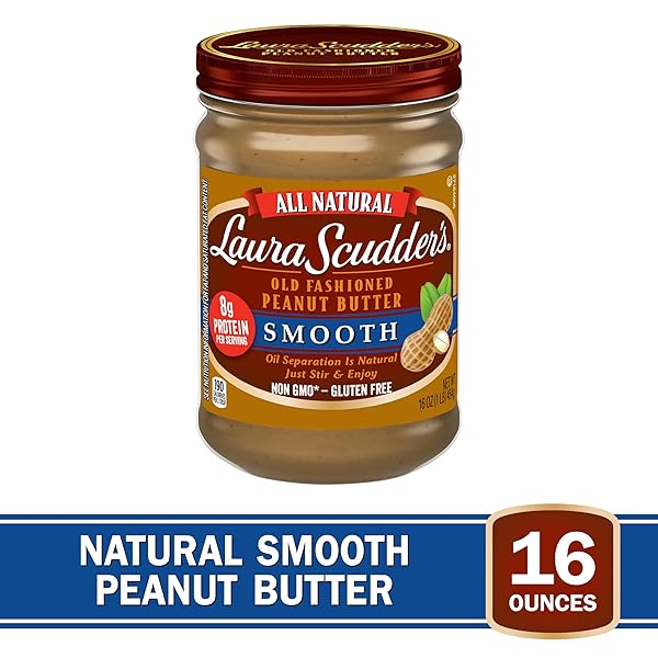 LAURA SCUDDER’S ALL NATURAL SMOOTH PEANUT BUTTER, 16 OZ. JAR