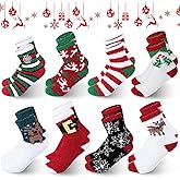 SATINIOR 8 Pairs Fuzzy Christmas Socks Plush Slipper Socks Holiday Socks Winter Warm Fluffy Cozy Crew Socks for Women(Attractive Style)