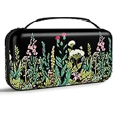 NPOOYI Carrying Case Compatible with Nintendo Switch OLED 2021/2017, Hard Shell Protective Switch Travel Case with Pockets and Game Holder for Console Joy-Con & Accessories, Wild Flower