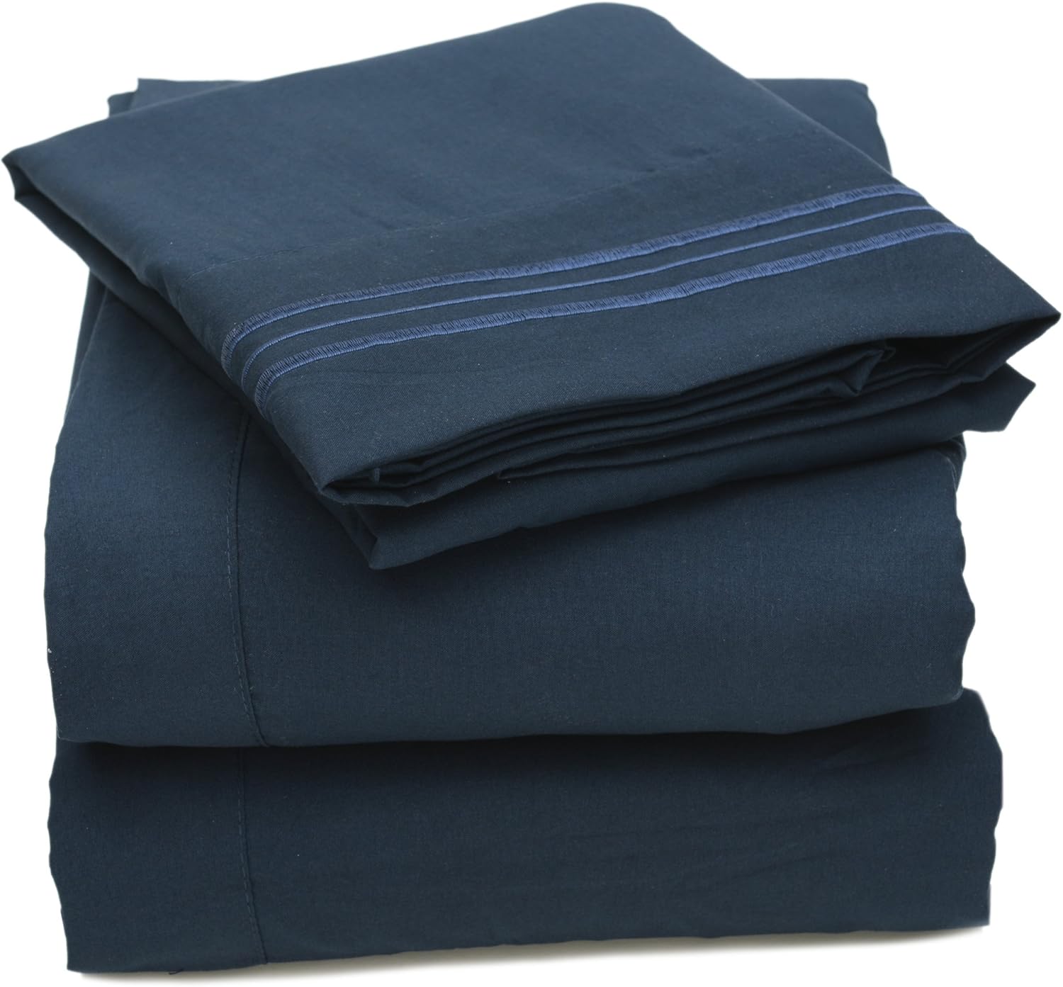 Sweet Home Collection 4 Piece 2000 12 Colors Collection Egyptian Quality Deep Pocket Bed Sheet Set, Full, Navy
